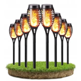 SMART LED Solarleuchten für Außen Garten 8 Stück Solar Fackel Gartenfackeln mit Realistischer Flammeneffekt, IP44 Wasserdicht Solarlampe für Halloween Außen, Hinterhöfe, Gärten, Rasen Beleuchtung (8)