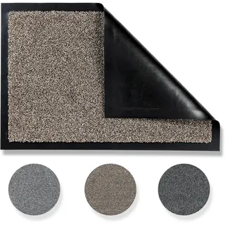 Rutschfeste Sauberlaufmatte Innen & Außen - Braun 60 x 80 cm (Rechteckig) | Hochwertige Fußmatte wetterfest Türmatte strapazierfähige Läufer Eingangsbereich pflegeleicht Eingangsmatte Sauberlauf robust