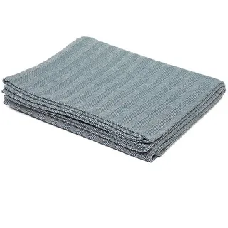 Wohndecke NIDRA Baumwolldecke für Yoga, Fischgrätmuster natur/dunkelblau, bodhi blau