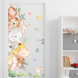 Türaufkleber Waldtiere, Wandtattoo Kinderzimmer, Waldtiere Wandaufkleber Tür Sticker, Selbstklebend Wandsticker Wanddeko Türdeko (A)