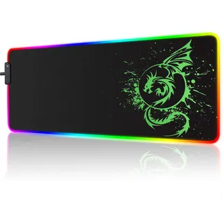 Foulrog RGB Gaming Mauspad,großes erweitertes leuchtendes LED Mauspad mit 15 Beleuchtungsmodi und USB, Glatte Oberfläche,wasserdichtes Gamer Mauspad für Gaming,MacBook, PC,Laptop,Schreibtisch(grün)