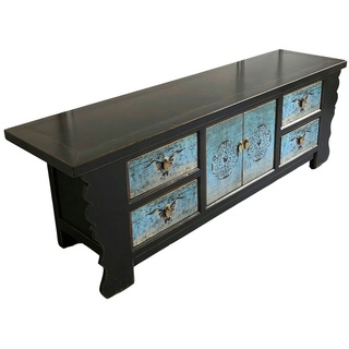 OPIUM OUTLET Möbel Kommode Schrank Sideboard Lowboard 35208-5 schwarz-türkis asiatisch chinesisch orientalisch