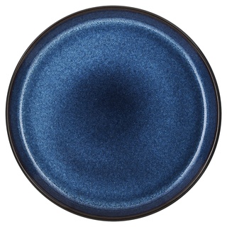 BITZ Teller, Kuchenteller, Dessertteller aus Steinzeug, 21 cm im Durchmesser, schwarz/dunkelblau