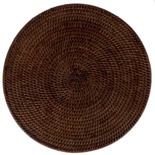 fiolini Platzset / Tischset Rattan Rund Ø 33 cm, Braun, Handgefertigt braun