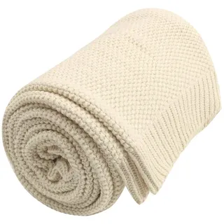 PiccoCasa Tagesdecke Baumwolle Strickdecke Sommerdecke pflegeleicht gesund als Sofadecke Sofaüberwurf für Fernsehen oder Lesen usw. Beige 180x200cm