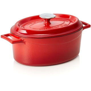 Gastro WAS LAVA Casseroles oval rot emailliert, Gusseisen 28 x 21 x 11 cm