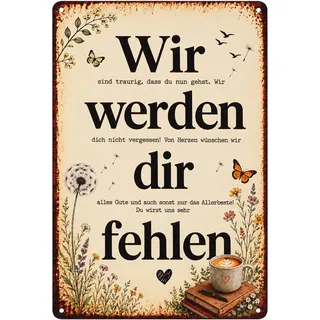 Abschiedsgeschenk Kollegen Retro Blechschild 20 * 30CM Rente Deko Mann Frau | Wir werden dir fehlen Wandschild zum Ruhestand Herzliches Geschenke zur Verabschiedung Pensionierung Vintage Wanddekoration