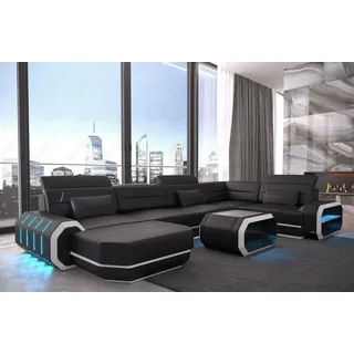 Designer Wohnlandschaft Roma mit LED Echtleder