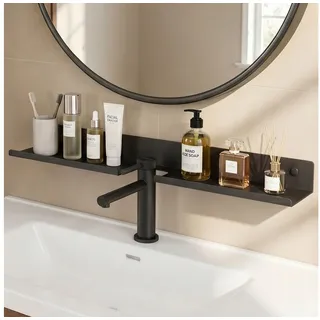 doporro Waschbecken Ablage 60 cm über dem Wasserhahn, Badezimmer Regal ohne Bohren oder zum Bohren, Waschbecken-wasserhahn-organizer, Spülbecken Organizer & Duschablage, Grau Reglo-17