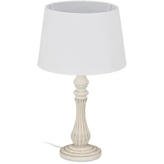 Relaxdays Tischlampe Landhausstil Weiß,Creme
