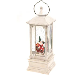 Schneekugel als Laterne mit Weihnachtsmann auf Schlitten, Musik, Licht, Glitzerantrieb, 10,5 * 10,5 * 28,5cm Weihnachtsdeko weihnachtliche Schüttelkugel