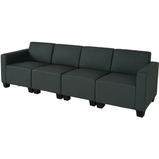 Mendler Modular 4-Sitzer Sofa Couch Lyon, Kunstleder ~ dunkelgrau