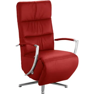 Cantus Relaxsessel, Rot, Metall, Echtleder, Color-Finish-Leder, 64x112x80 cm, Goldenes M, Fußauswahl, Lederauswahl, Stoffauswahl, Relaxfunktion, Herz-Waage-Funktion, Wohnzimmer, Sessel, Relaxsessel