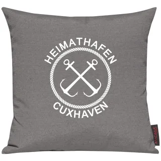 Shirtinstyle Sofakissen Heimathafen Cuxhaven, Kissen, Sofa, Deko, See, Meer, Heimatort, Stadt, Urlaub, Größe 40 x 40cm, Farbe Grau