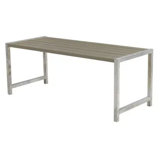 Planken Gartentisch - Outdoor Bistrotisch aus Thermoholz, in Natur/Silber - Outdoor Tisch in der Größe 186 x 77 x 72 cm - Outdoor Esstisch für Garten