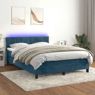 vidaXL Boxspringbett 140 x 190 cm Dunkelblau