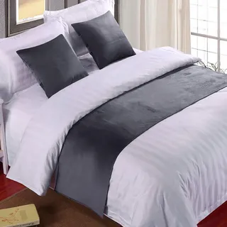 TTiiLoe Bettläufer, King-Size-Bett, weicher Samt, Dekoration, Bettbezug, grau, luxuriöse Tagesdecke, Bettläufer, für Fuß des Bettes, Bettschal, Bett, Endhandtuch für Hotel, Schlafzimmer, 240 x 50 cm