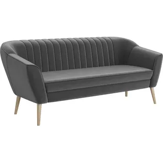 MEBLINI Mini Sofa 3-Sitzer für Wohnzimmer - Mini Lounge für drei Personen - Küchensofa - Sofa Klein - KAIA - 3 - Dunkelgrau Samt - Grau
