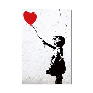 18meng Art Bilder Leinwand Banksy Ballon Mädchen 160x90 cm Wandbild Graffiti Streetart Leinwandbild Groß XXL Kunstdruck Poster für Wohnzimmer Schlafzimmer Büro Wanddeko Leinwand Pictures Ohne Rahm