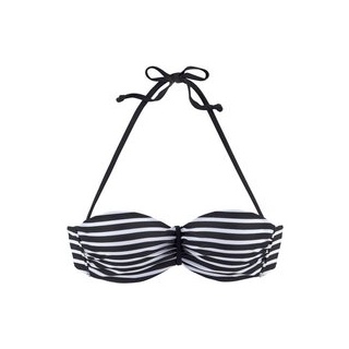 VENICE BEACH Bandeau-Bikini-Top Damen schwarz-weiß-gestreift Gr.34 Cup B