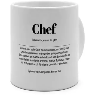 XXL Riesen-Tasse mit Definition Chef - Tasse mit Spruch, Wörterbuchtasse, Geschenktasse, witzig, Kaffeebecher, Becher, Jumbo-Tasse, Riesen-Becher - Farbe Weiß