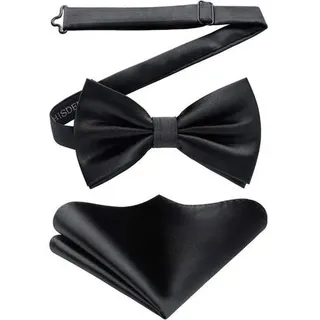 Fliege Herren Einstecktuch einstellbar Smoking Hochzeit A Schwarz 2