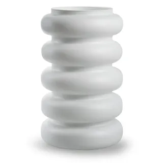 Jodeco Blumenvase Bubbles - matt weis - Glas - 19 x 30 cm - Moderne Vase