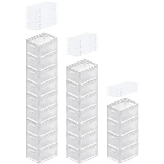 PROREGAL SuperSparSet 20x Transparenter Eurobehälter LightLine mit offenem Griff & Scharnierdeckel | HxBxT 22x30x40cm | 24 Liter | Eurobox Transportbox Transportbehälter Stapelbehälter