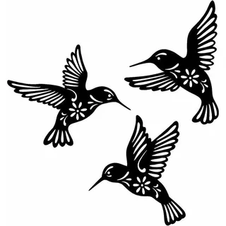 Schwarze Metall-kolibri-wanddeko, 3-teilig, 26 Cm (10,2 Zoll) Große Kolibri-wanddekoration Aus Schmiedeeisen, Metall-vogel-wandkunst Für Vogelliebhaber, Wohnzimmer