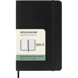 Moleskine 18 Monatskalender & Notizbuch 2027 Studienplaner 1 Woche auf 1 Seite Pocket Softcover Schwarz