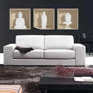3D-Wandaufkleber, selbstklebend, 3D-Effekt, Buddha-Effekt, Weiß – Wandaufkleber für Schlafzimmer und Erwachsene, 3D-Wanddekoration – Wandaufkleber Trompe das Auge | 40 x 120 cm