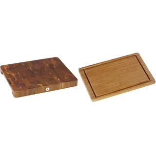 WMF Schneidebrett XL 40 x 32 x 4 cm, Holz & Schneidebrett Bambus natur, 38 x 25 x 1,9 cm, Bambus Brett, Holzbrett rechteckig - Tranchierbrett mit Saftrille - Küchenbrett klingenschonend