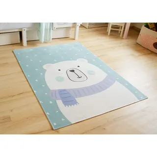 Steffensmeier Kinderteppich Tiere für Mädchen und Jungen Sweet Dreams Collection Eisbär in Mint, Größe: 100x160 cm