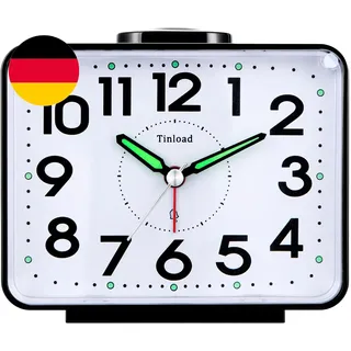 Tinload Analog Seniorenwecker Mit Nachtlicht, 4 Zoll Großes Zifferblatt, Tischuh