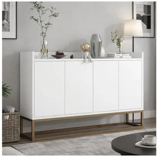 LuxusKollektion Sideboard Sideboard schmal grifflos Regale Türen 120x30x80cm Weiß weiß