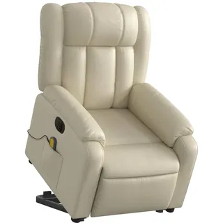 vidaXL Massagesessel mit Aufstehhilfe Elektrisch Kunstleder 92 x 98 x 0 cm Creme