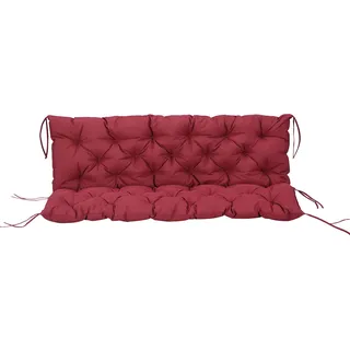 Outsunny 3 Sitzer Bankauflage 150 x 98 x 8 cm, Bankkissen mit Bändern, Sitzkissen, Outdoor/Indoor Stuhlkissen, Sitzauflage, Sitzpolster für Gartenmöbel, Fensterbank Sitzbank, Hollywoodschaukel, Rot   Aosom