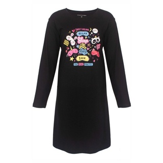 TEMPTATION Nachthemd Damen Schlafshirt mit Print (1-tlg) Baumwolle schwarz L