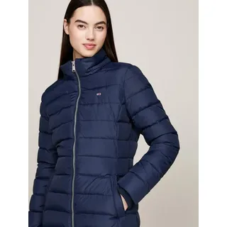 Tommy Jeans Damen Daunenmantel Essential Hooded Down Coat mit Kunstpelz, Blau (Dark Night Navy), L