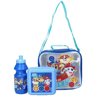 Vadobag Lunchbox PAW Patrol Brotdosen-Set Schul-Lunchtasche mit Schultergurt & Zubehör, Kunststoff, (3-tlg., 1x Trinkflasche, 1x Brotdose, 1x Tasche)