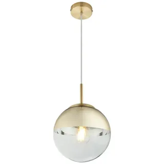 GLOBO LIGHTING LED Pendelleuchte, LED wechselbar, warmweiß, klein ausgefallene Glas-kugel hängend für übern Esstisch Gold-en Ø20cm goldfarben