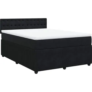 vidaXL Boxspringbett mit Matratze Schwarz 160x200 cm Samt