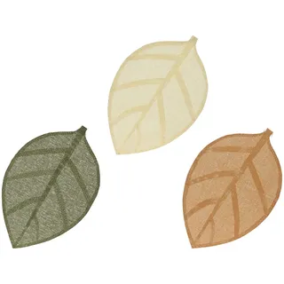 Kaemingk Platzset, Tischset Laubblatt 46,5x30cm Papier 3er Set Creme / Beige / Grün beige|braun|grün