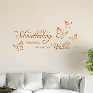 Wer Schmetterlinge lachen hört ... Wandtattoo in 6 Größen - Wandaufkleber Wall Sticker - Dekoration, Küche, Wohnzimmer, Schlafzimmer, Badezimmer
