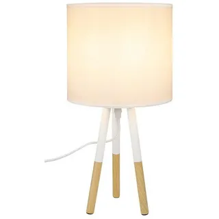 Nettlife Nachttischlampe Holz Weiß E27 Tischlampe Landhausstil Kleine Weihnachtsgeschenke, mit Kippschalter, ohne Leuchtmittel, für Wohnzimmer Schlafzimmer Bett Esszimmer Studie weiß