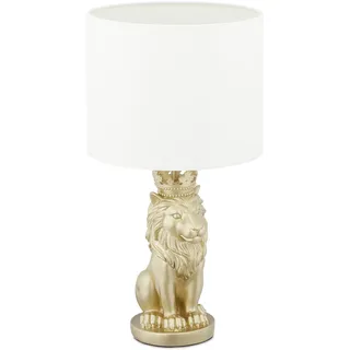Relaxdays Tischlampe Löwe Weiß,Gold