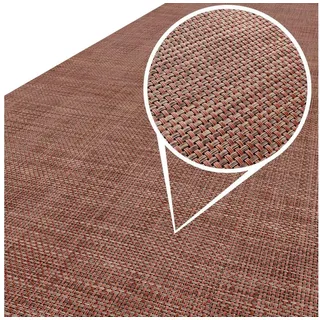 ANRO Küchenläufer Hochwertig Outdoorläufer Teppich TATAMI Läufermatte, Eckig, Höhe: 3 mm, Rattanoptik rot 67 cm x 160 cm x 3 mm