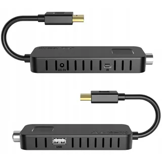 LTC Mini DVB-T2 HD Stick Receiver H.265 HEVC Decoder Full HD 1080p 2-in-1 lernfähige Fernbedienung PVR Aufnahme USB HDMI Infrarot-Sensor Schwarz