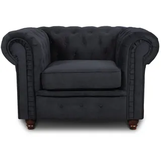 Sofnet Ohrensessel Asti 1, Chesterfield Sessel, Sofagarnitur, Glamour Couch schwarz