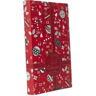 Festlicher Adventskalender mit 24 Duftkerzen – Adventskalender mit Kerzen – Weihnachts-Adventskalenderkerzen – Countdown-Kalender mit Duftkerzen – Rot